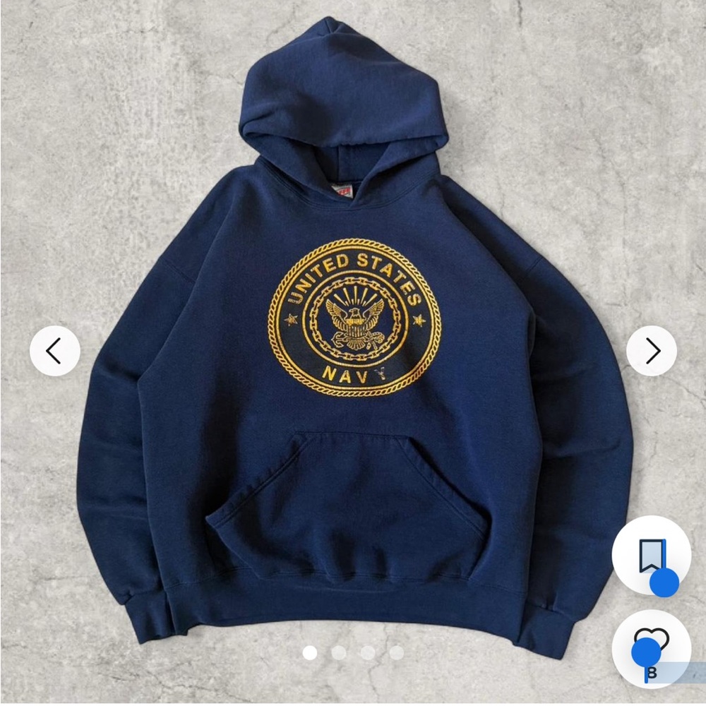 US Navy Blue Hoodie with Gold Emblem